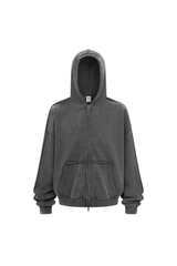 Distressed Two-Way Zip Hoodie