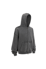Distressed Two-Way Zip Hoodie