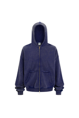 Distressed Two-Way Zip Hoodie