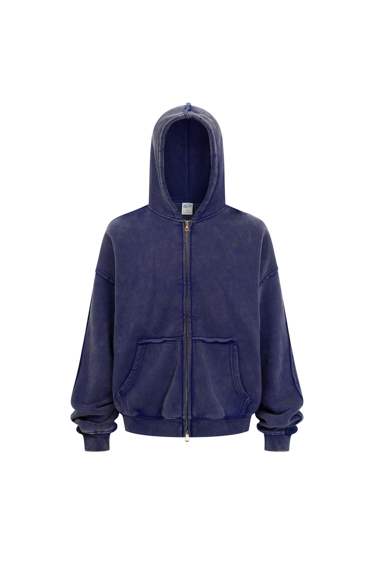 Distressed Two-Way Zip Hoodie