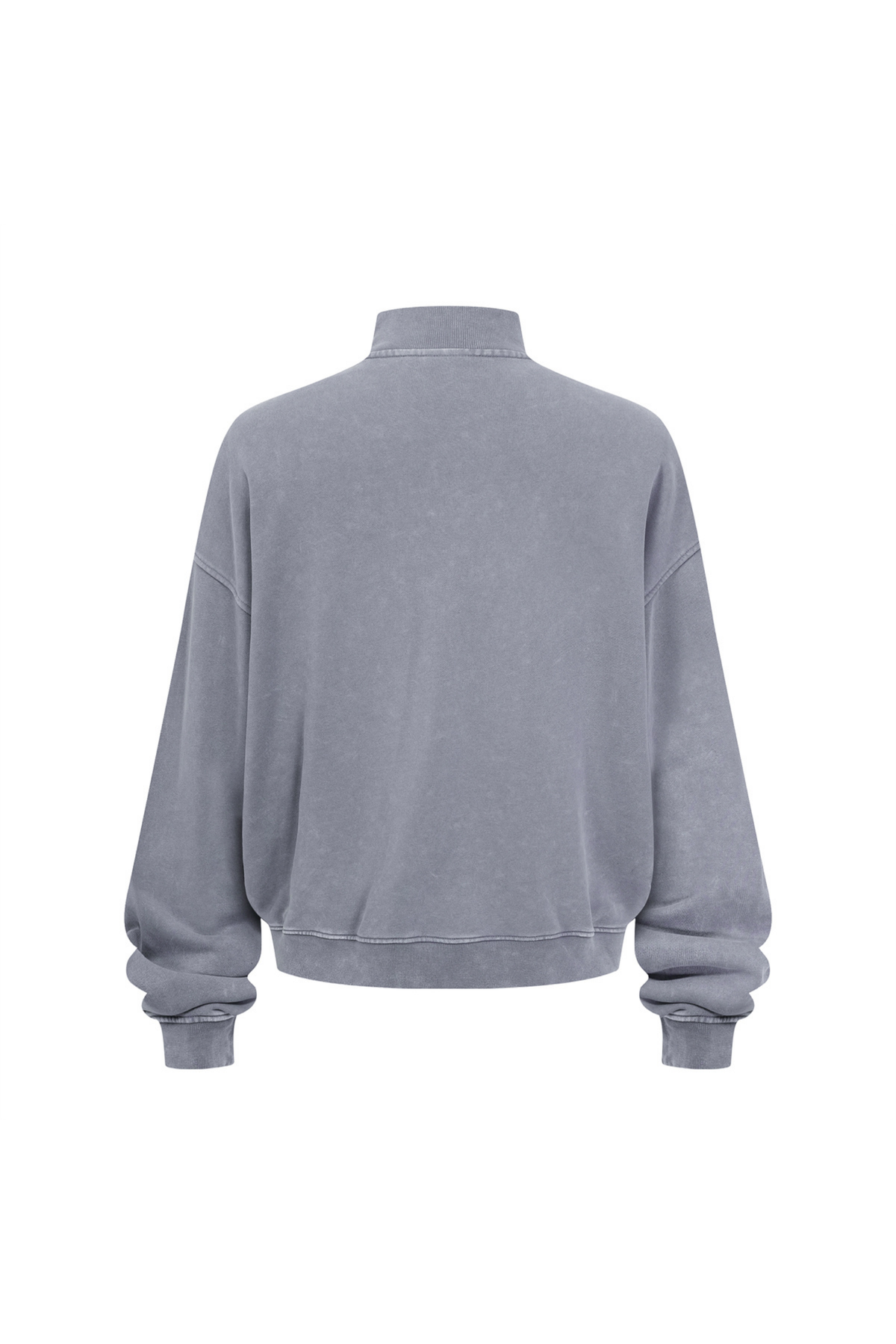 Washed Funnel-Neck Zip Sweatshirt in Light Grey – detail view