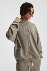 Washed Funnel-Neck Zip Sweatshirt – fit view