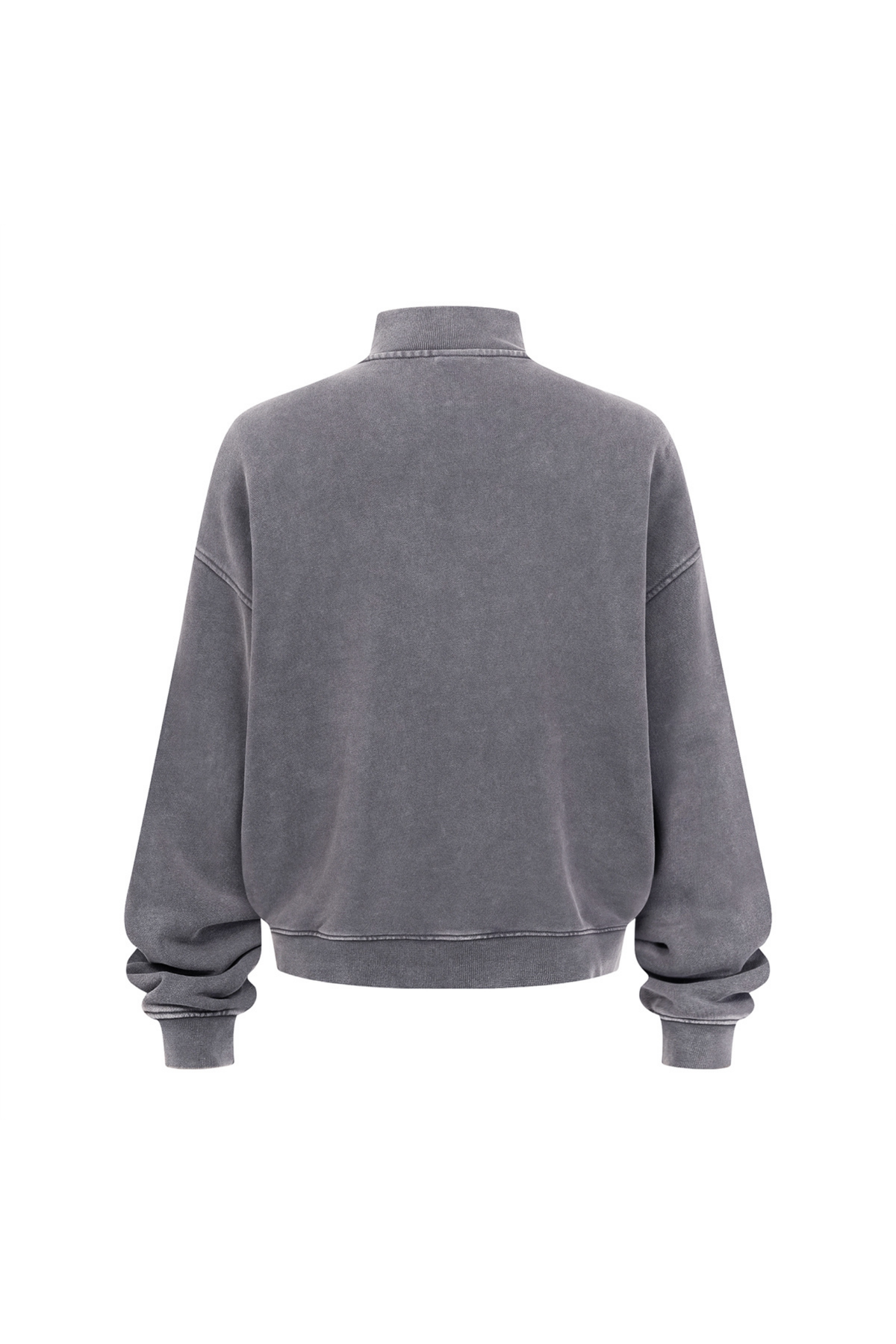 Washed Funnel-Neck Zip Sweatshirt in Dark Grey – detail view