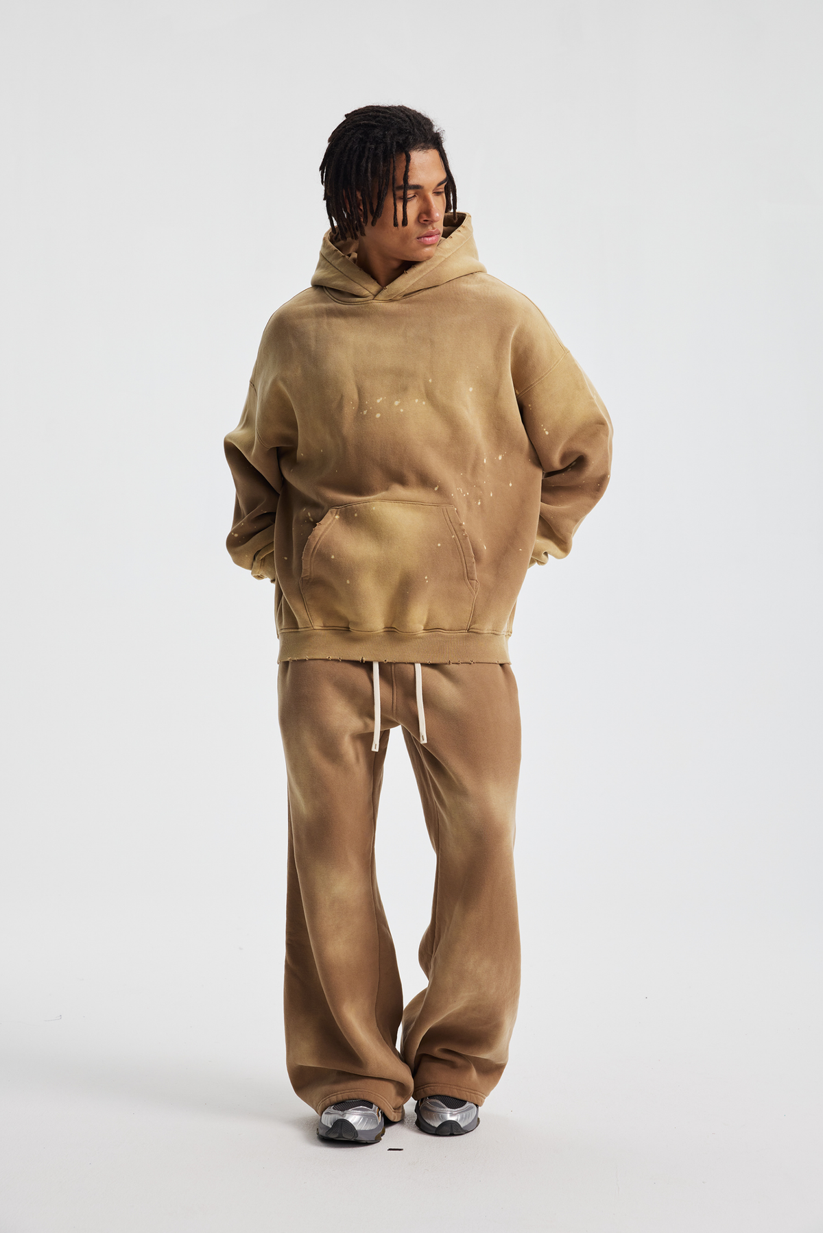 Faded Wide-Leg Joggers