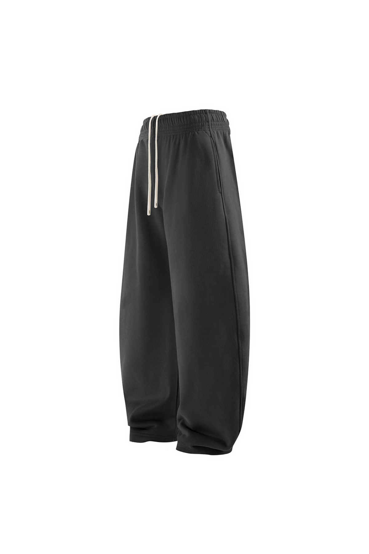 Brushed-Fleece Barrel-Leg Joggers in Charcoal – back product view