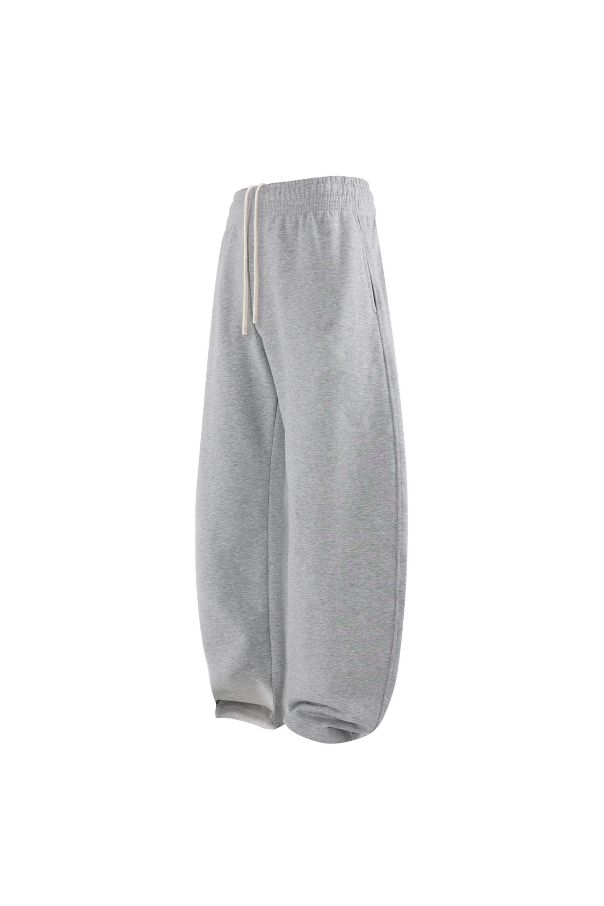 Brushed-Fleece Barrel-Leg Joggers in Grey Marl – back product view