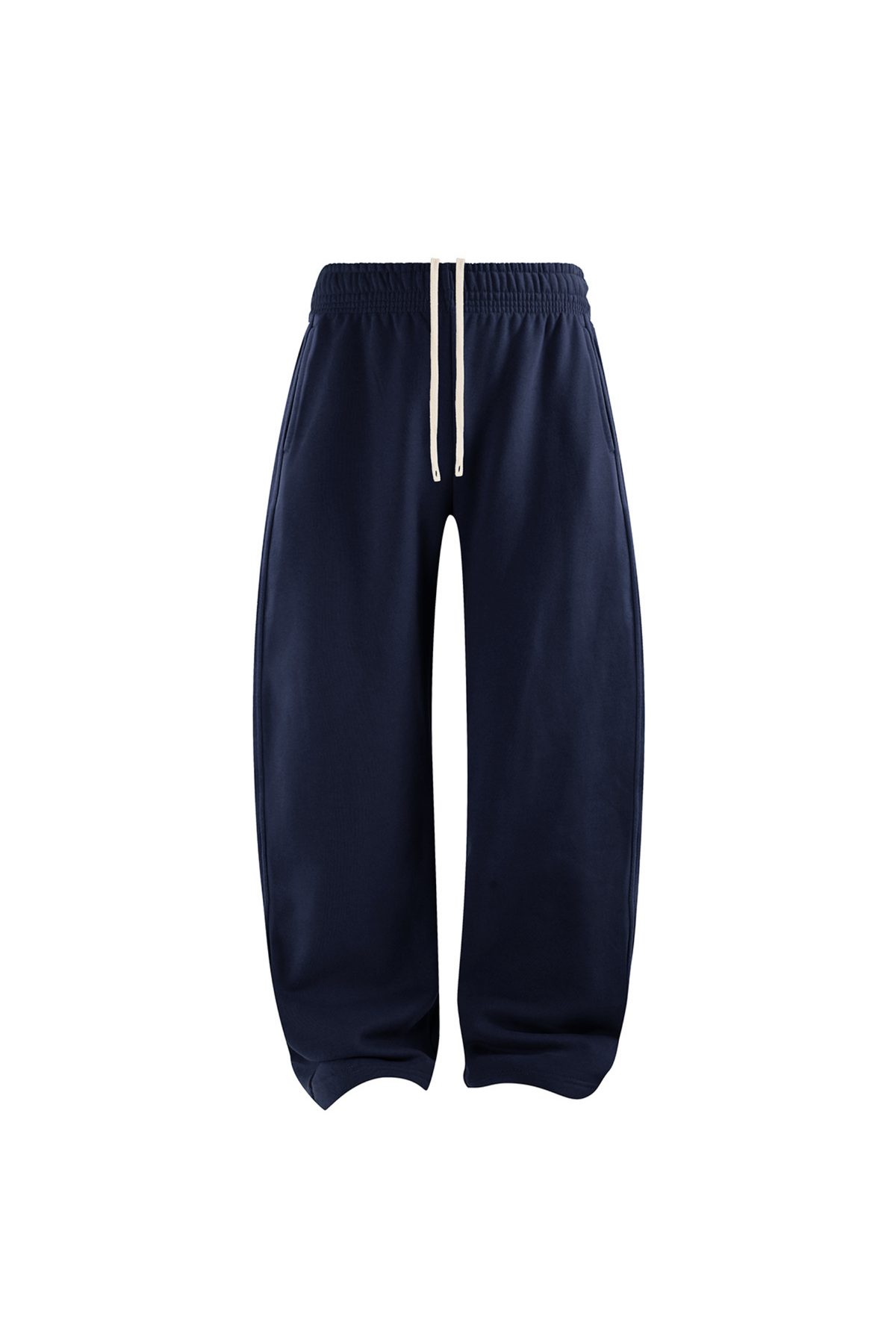 Brushed-Fleece Barrel-Leg Joggers in Navy – front product view