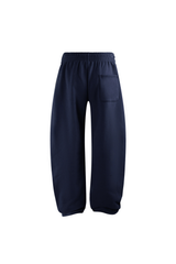Brushed-Fleece Barrel-Leg Joggers in Navy – detail view