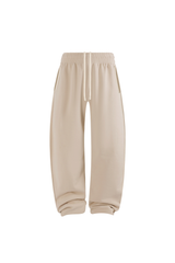 Brushed-Fleece Barrel-Leg Joggers in Stone – front product view