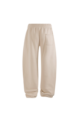 Brushed-Fleece Barrel-Leg Joggers in Stone – detail view