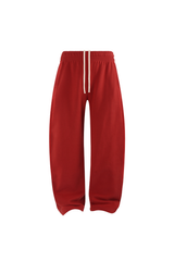 Brushed-Fleece Barrel-Leg Joggers in Brick Red – front product view
