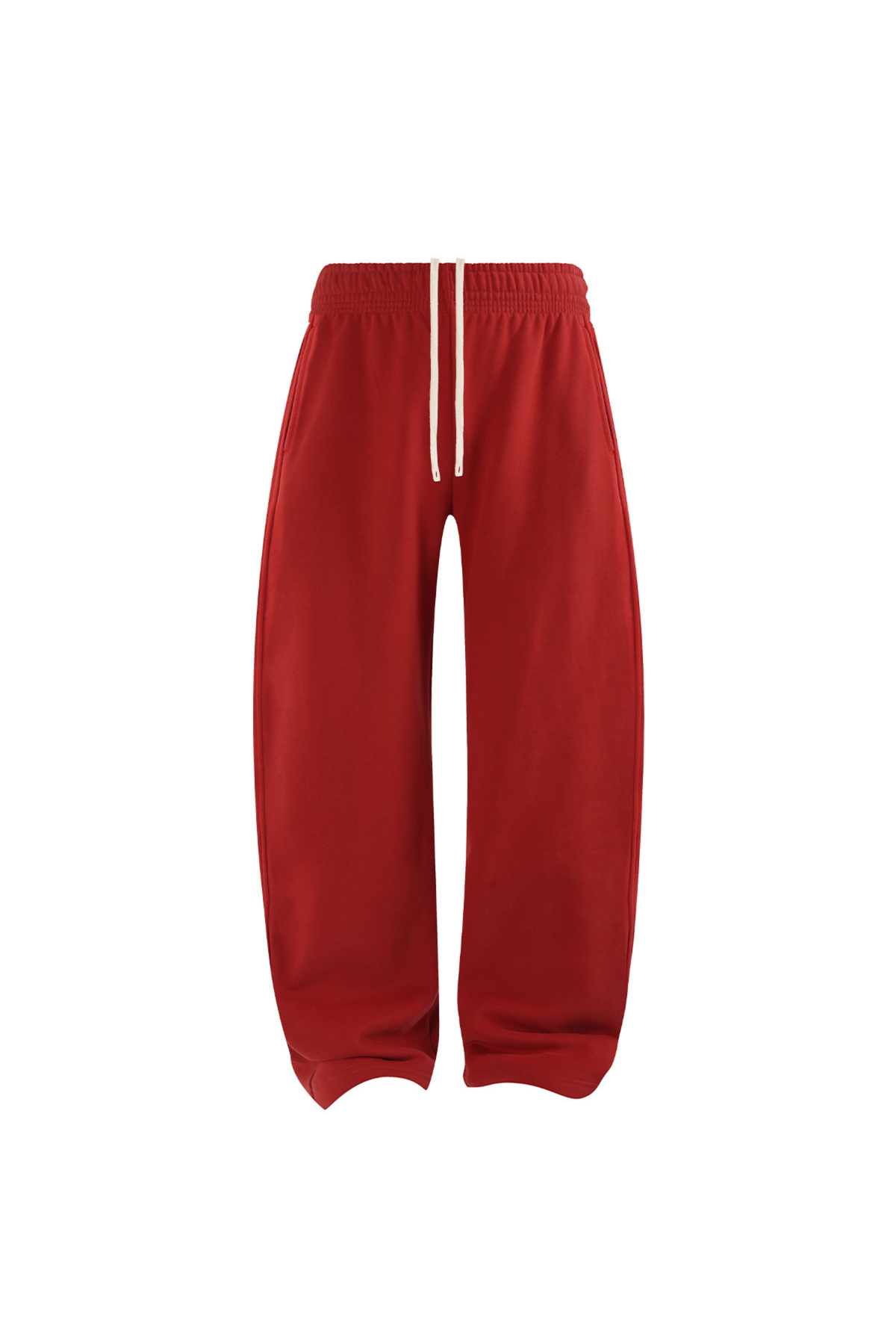 Brushed-Fleece Barrel-Leg Joggers in Brick Red – front product view