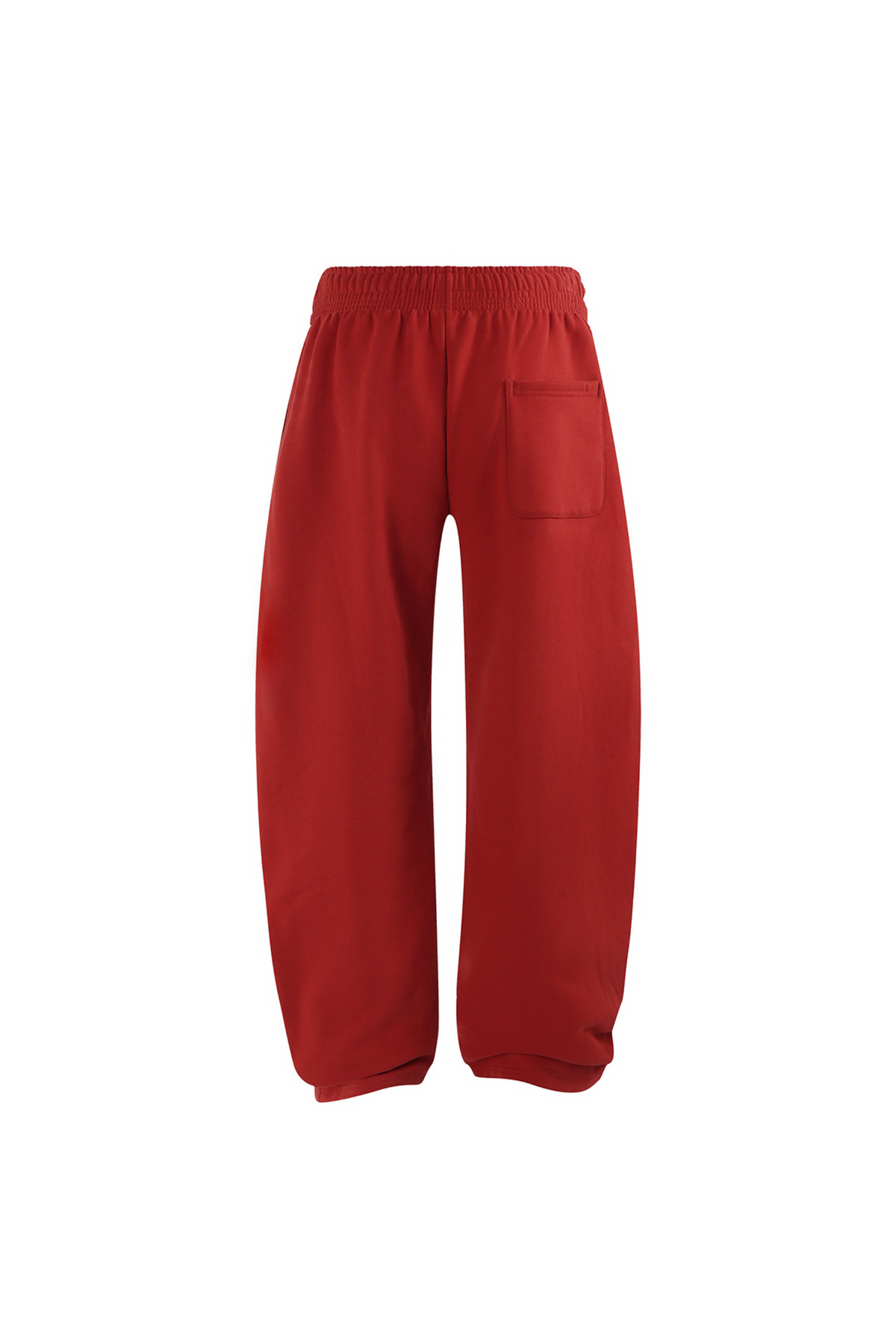 Brushed-Fleece Barrel-Leg Joggers in Brick Red – detail view