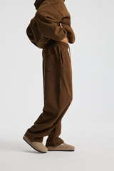 Brushed-Fleece Barrel-Leg Joggers – styled product view