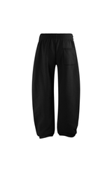 Brushed-Fleece Barrel-Leg Joggers in Black – detail view