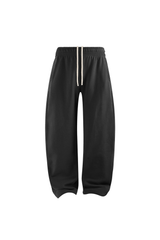 Brushed-Fleece Barrel-Leg Joggers in Charcoal – front product view