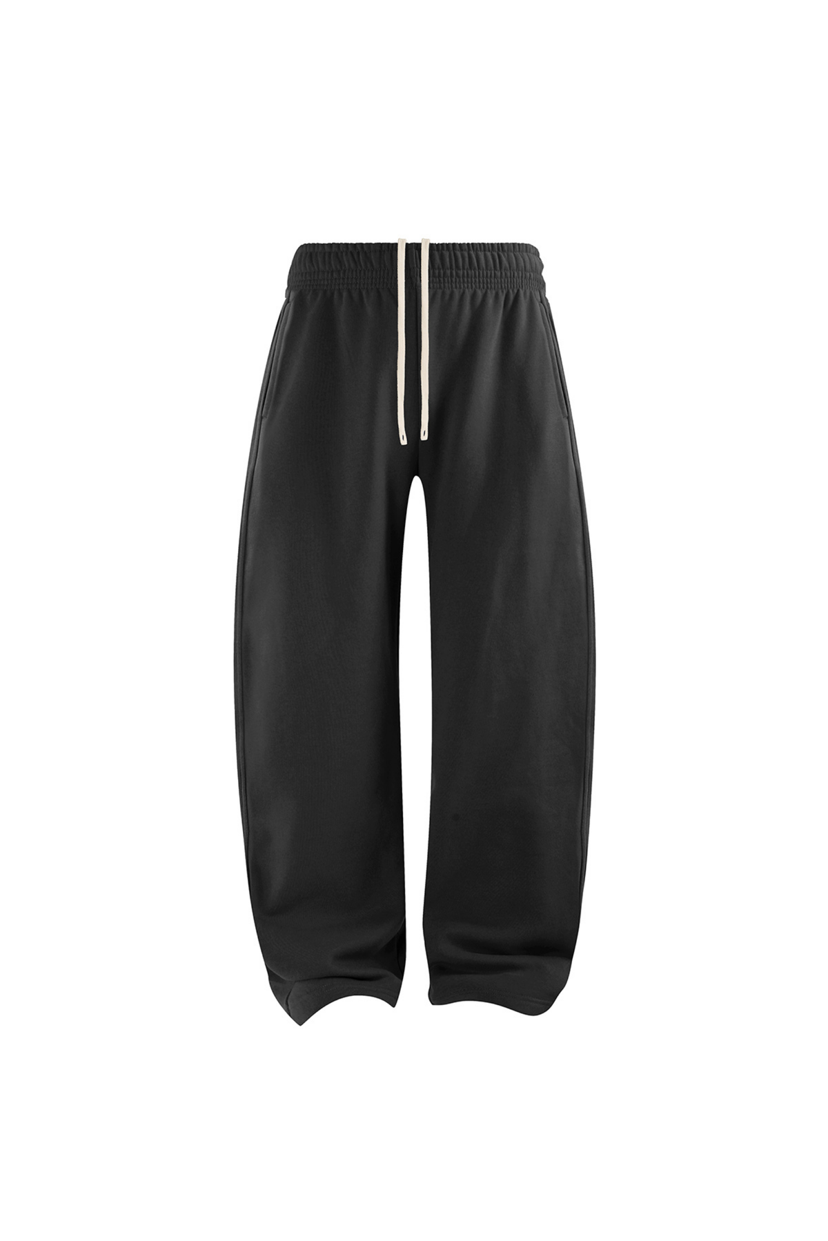 Brushed-Fleece Barrel-Leg Joggers in Charcoal – front product view