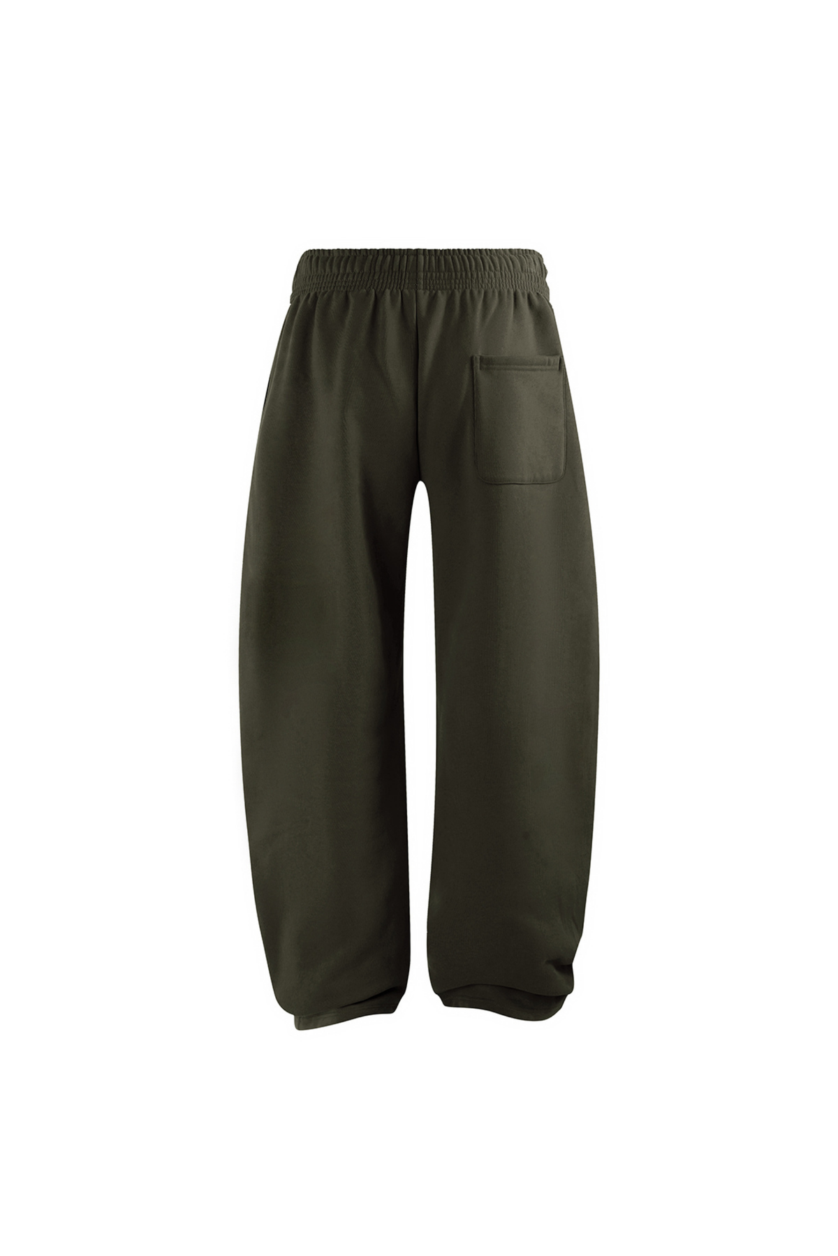 Brushed-Fleece Barrel-Leg Joggers in Olive – detail view