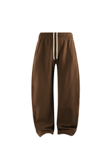 Brushed-Fleece Barrel-Leg Joggers in Brown – front product view