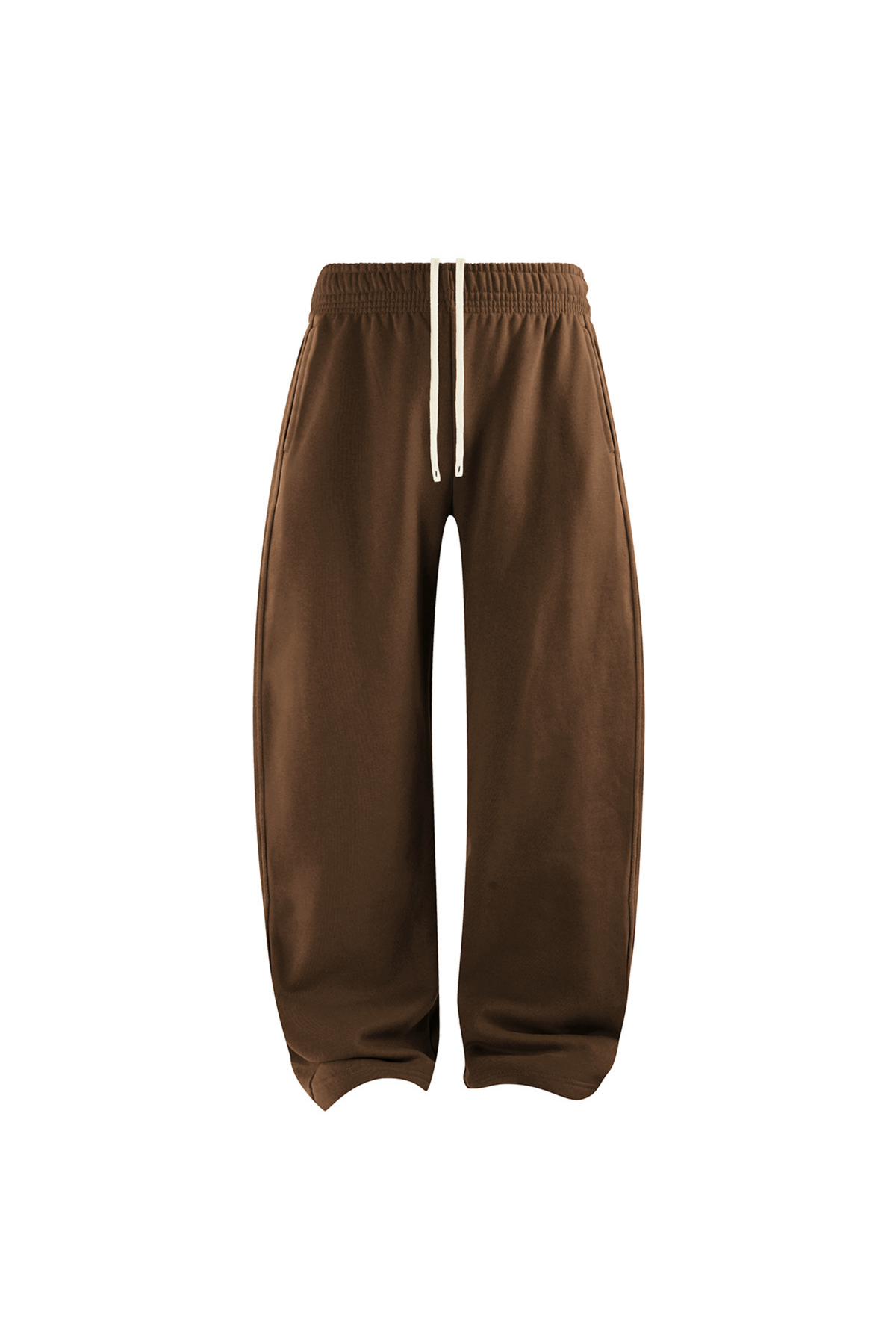 Brushed-Fleece Barrel-Leg Joggers in Brown – front product view