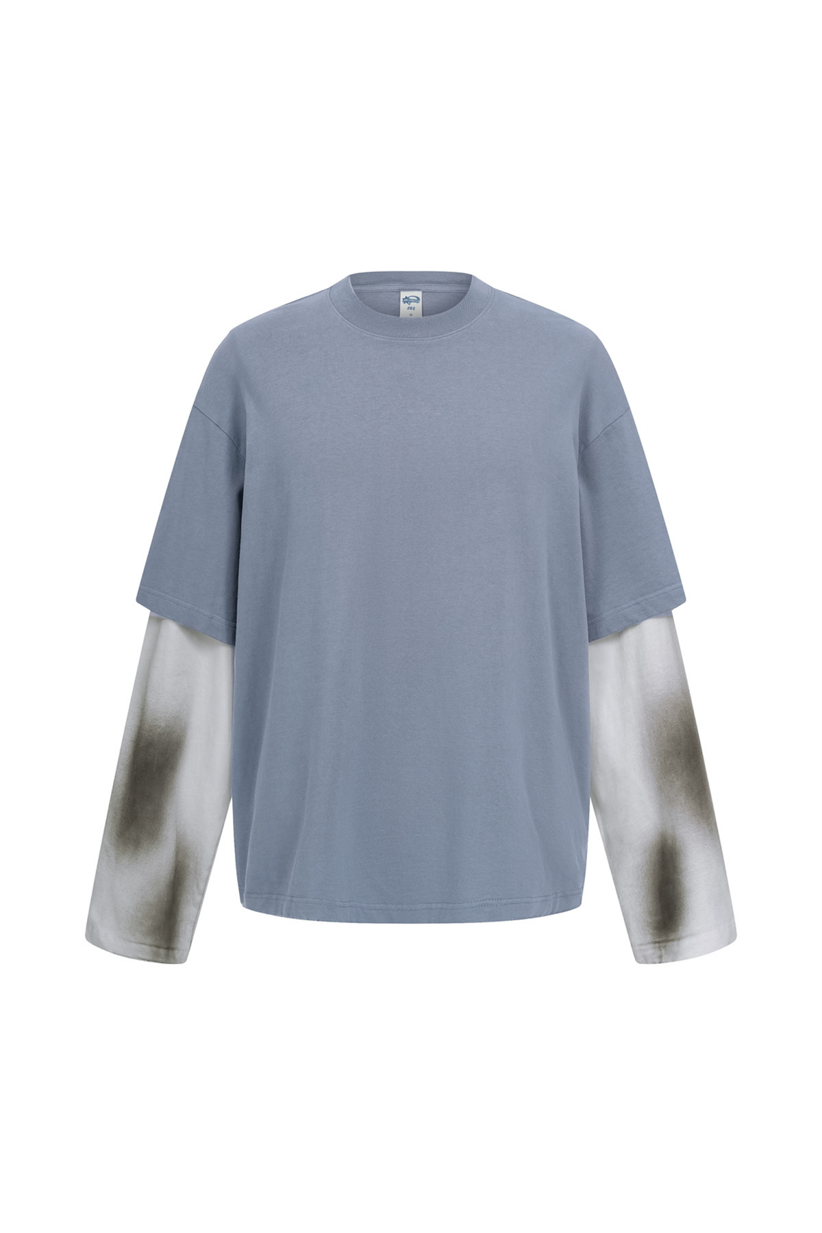 Faded Layered Long-Sleeve T-Shirt in Grey – front view