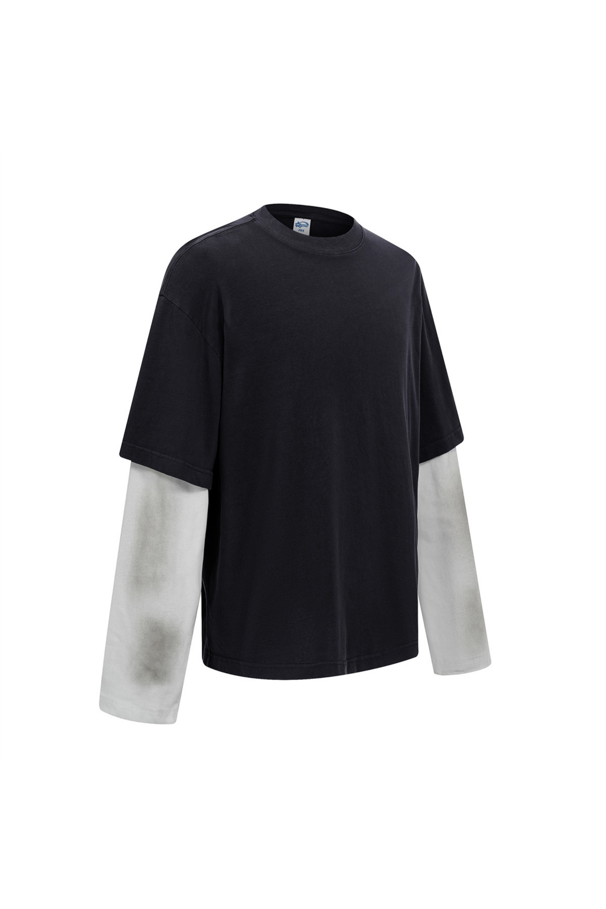 Faded Layered Long-Sleeve T-Shirt in Black – back view
