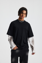 Faded Layered Long-Sleeve T-Shirt – styled front view