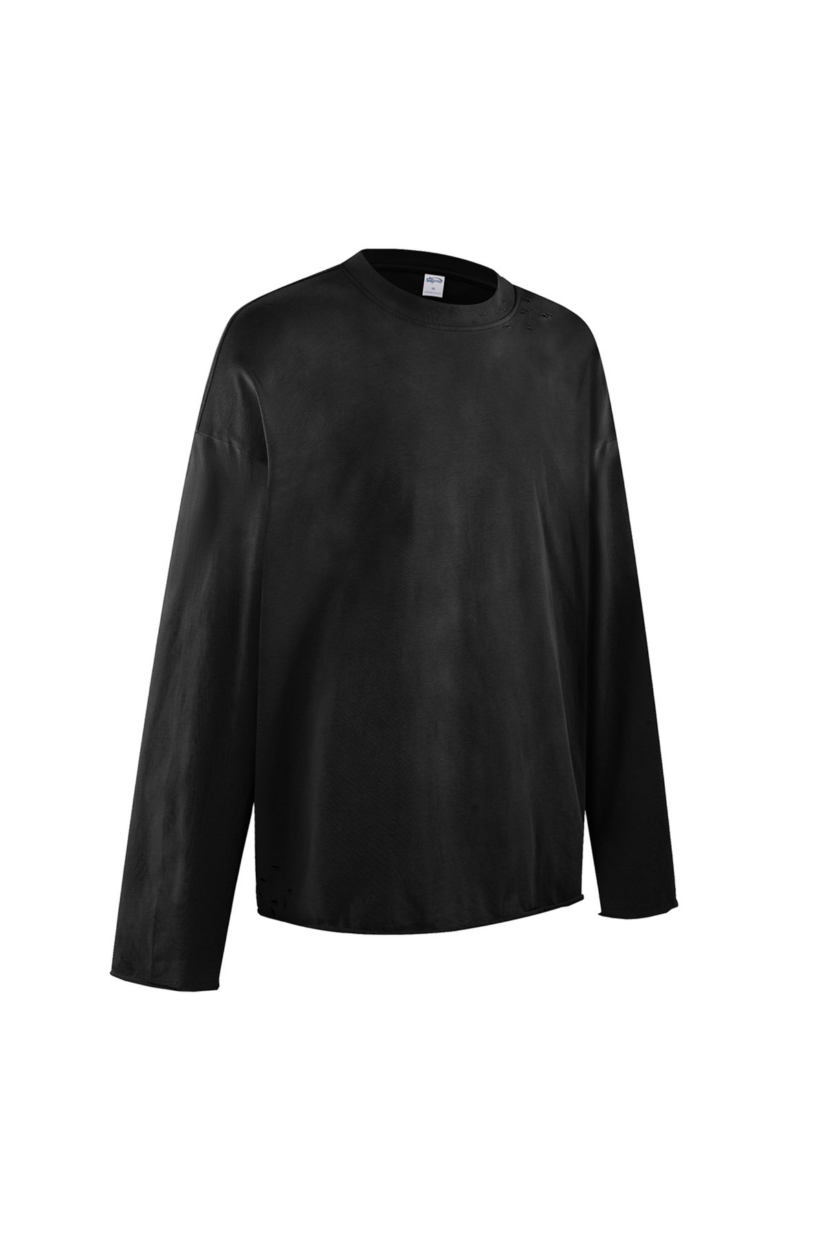 Raw Edge Long Sleeve T-Shirt in Black – back view
