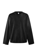 Raw Edge Long Sleeve T-Shirt in Black – front view