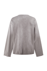 Raw Edge Long Sleeve T-Shirt in Grey – back view