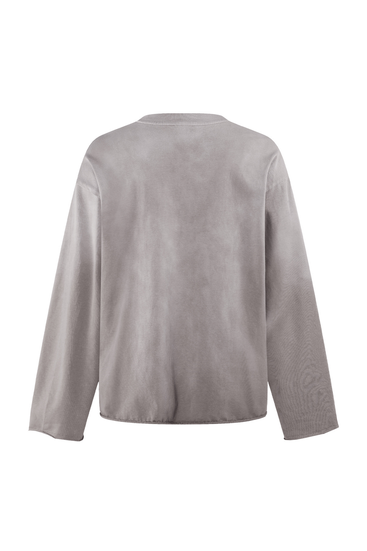 Raw Edge Long Sleeve T-Shirt in Grey – back view