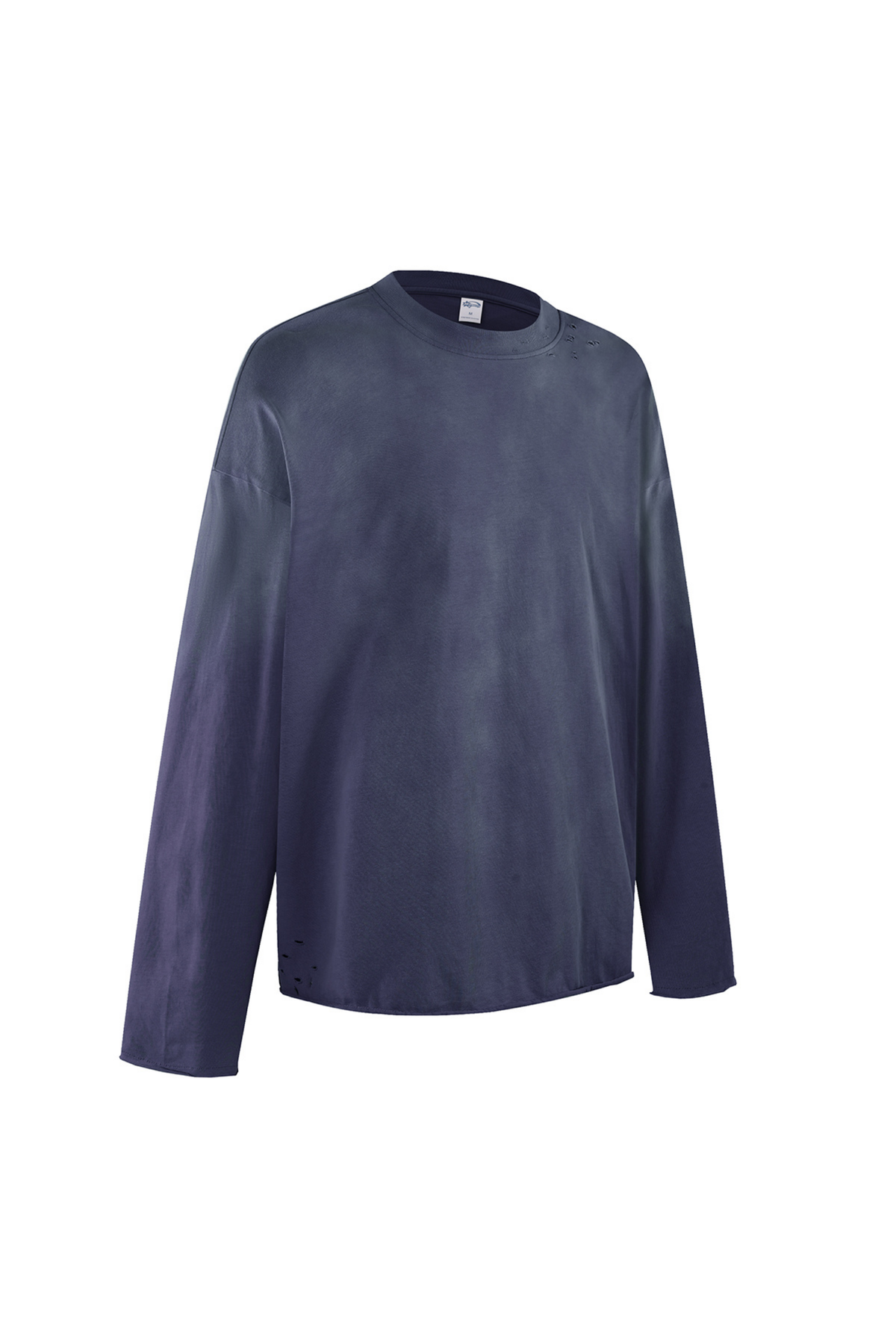 Raw Edge Long Sleeve T-Shirt in Navy – back view