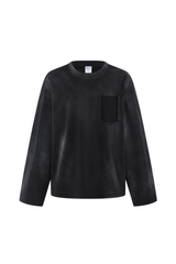 Faded Pocket Long-Sleeve T-Shirt in Black – front product view