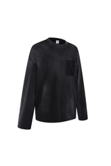 Faded Pocket Long-Sleeve T-Shirt in Black – back product view