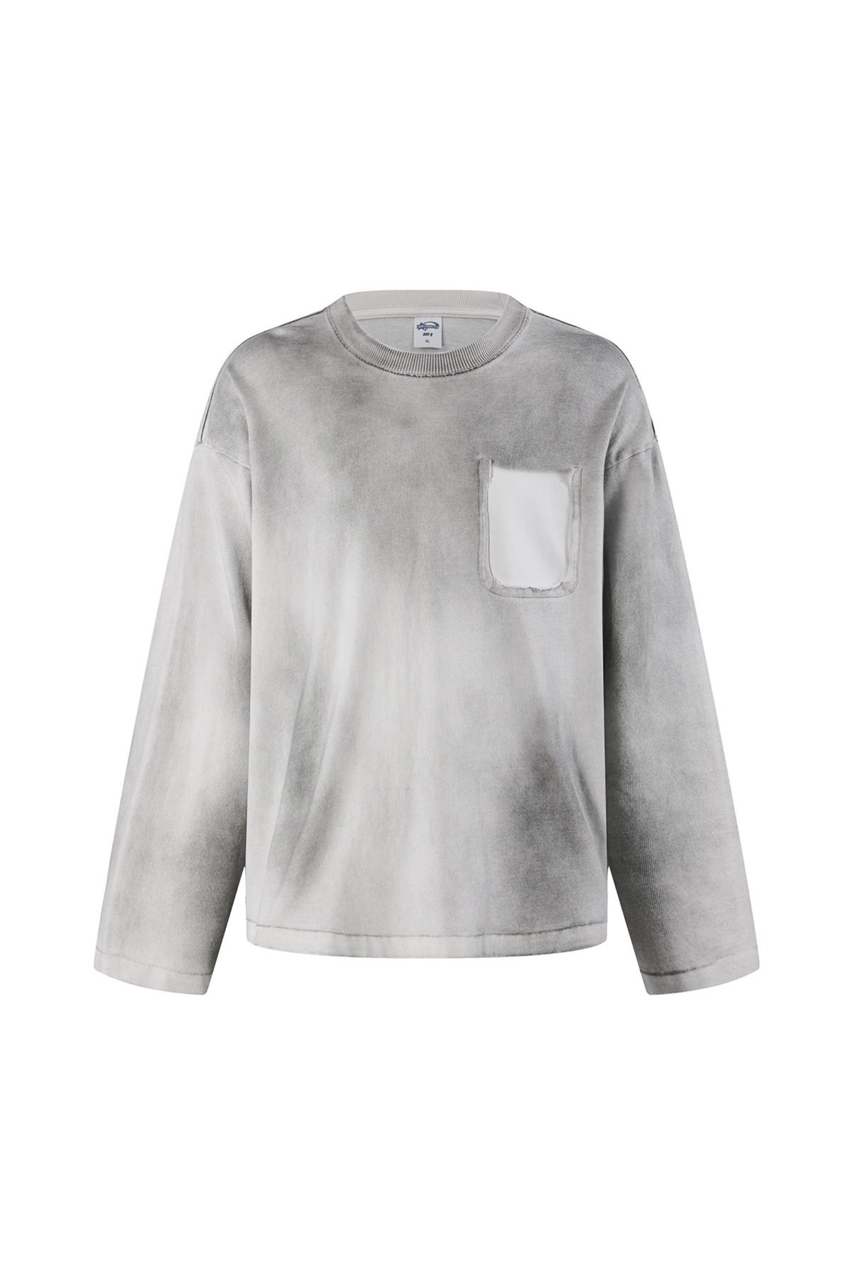 Faded Pocket Long-Sleeve T-Shirt in White – front product view