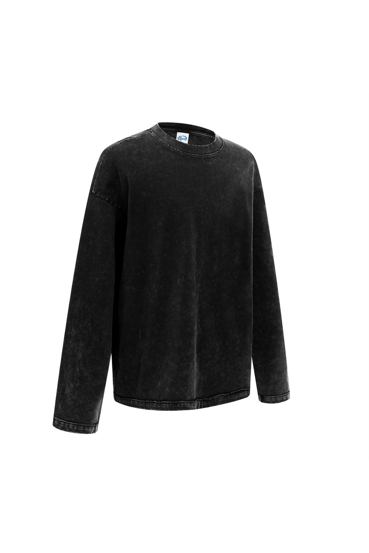 Contrast-Stitch Long-Sleeve T-Shirt in Black – back product view