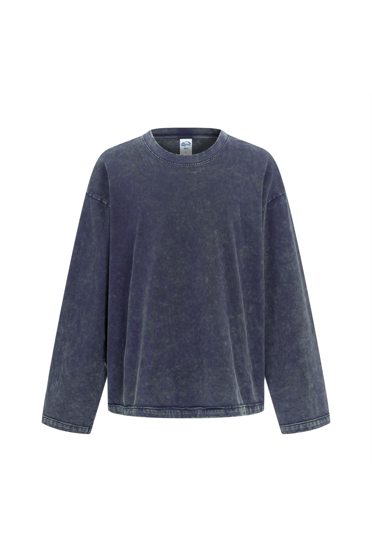 Contrast-Stitch Long-Sleeve T-Shirt in Navy – front product view
