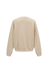 Washed Mock-Neck Sweatshirt in Stone – close-up detail
