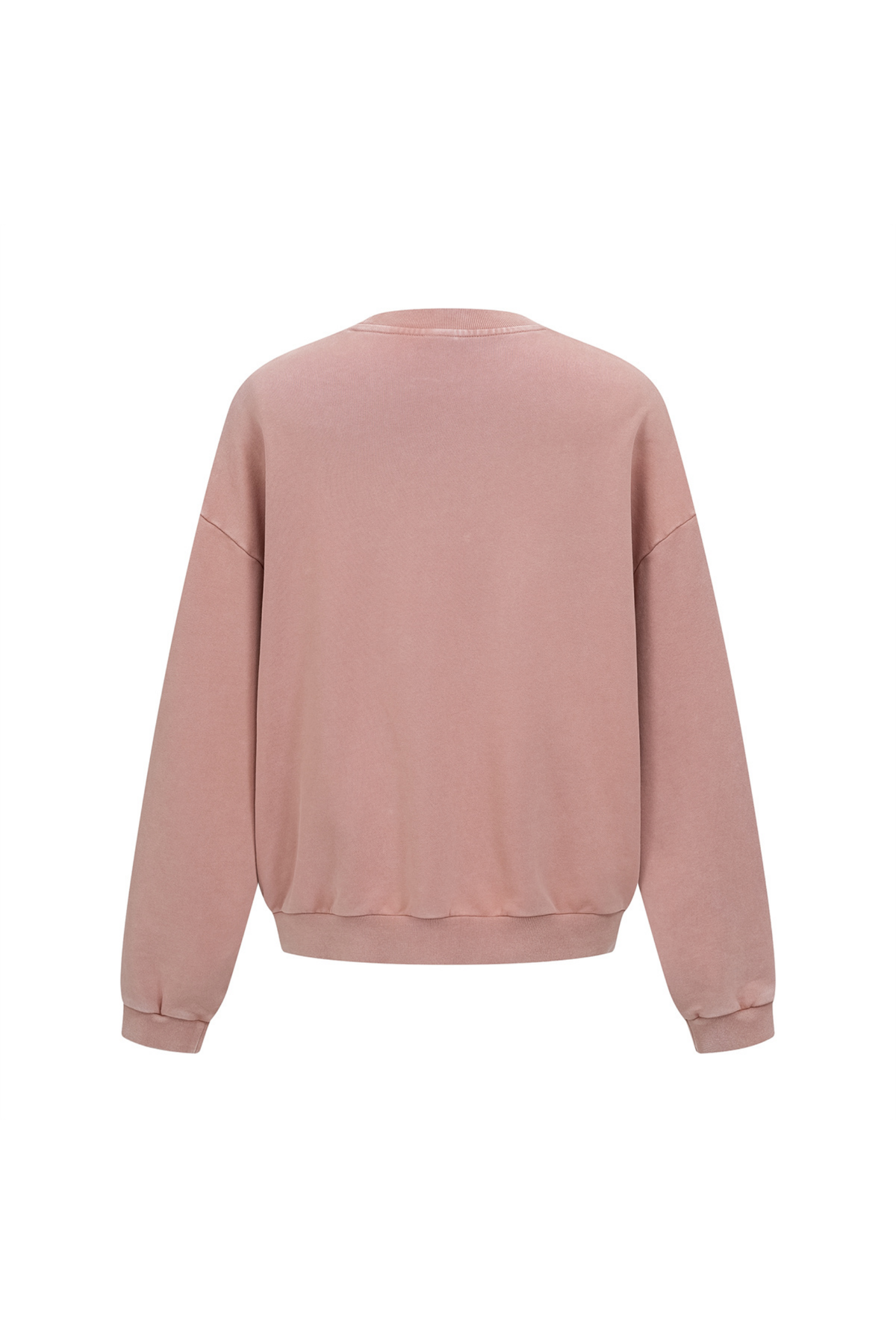 Washed Mock-Neck Sweatshirt in Dusty Pink – close-up detail