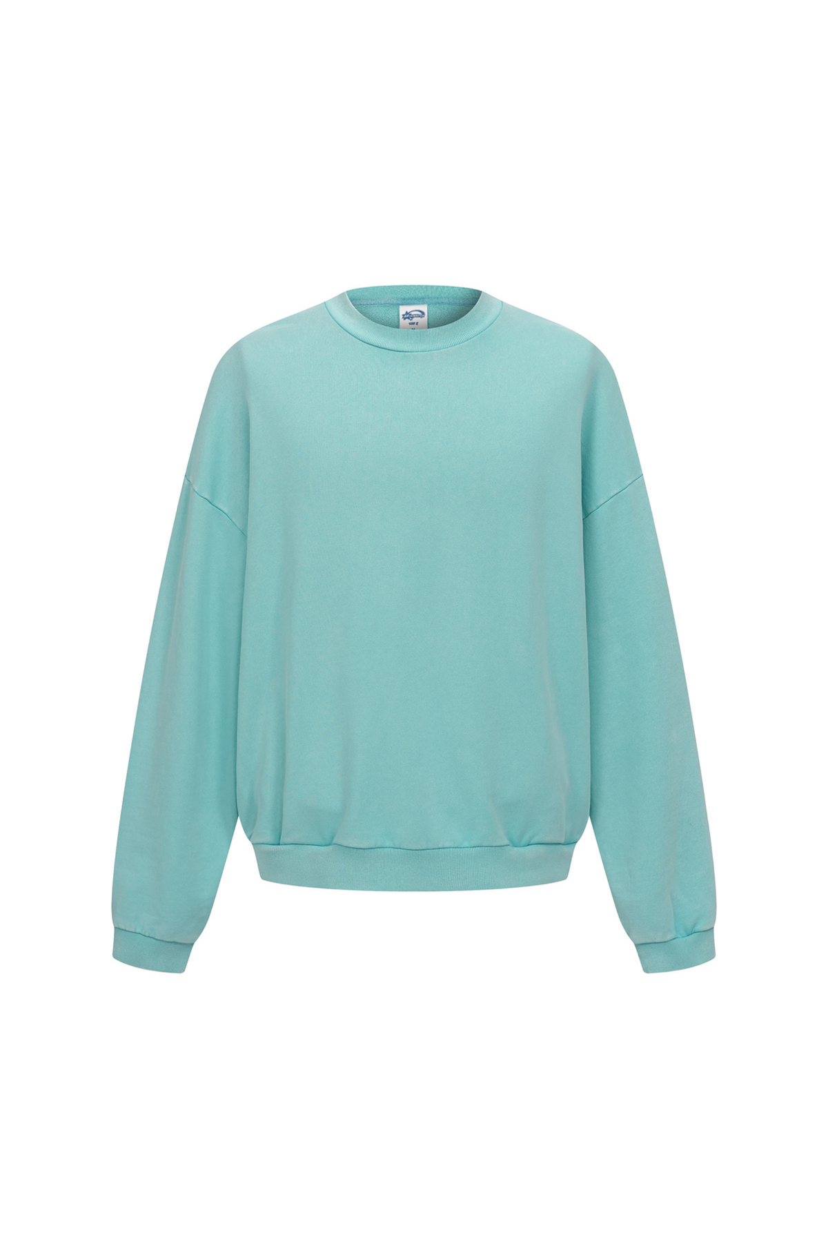 Washed Mock-Neck Sweatshirt in Mint Green – front view