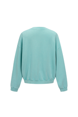 Washed Mock-Neck Sweatshirt in Mint Green – close-up detail