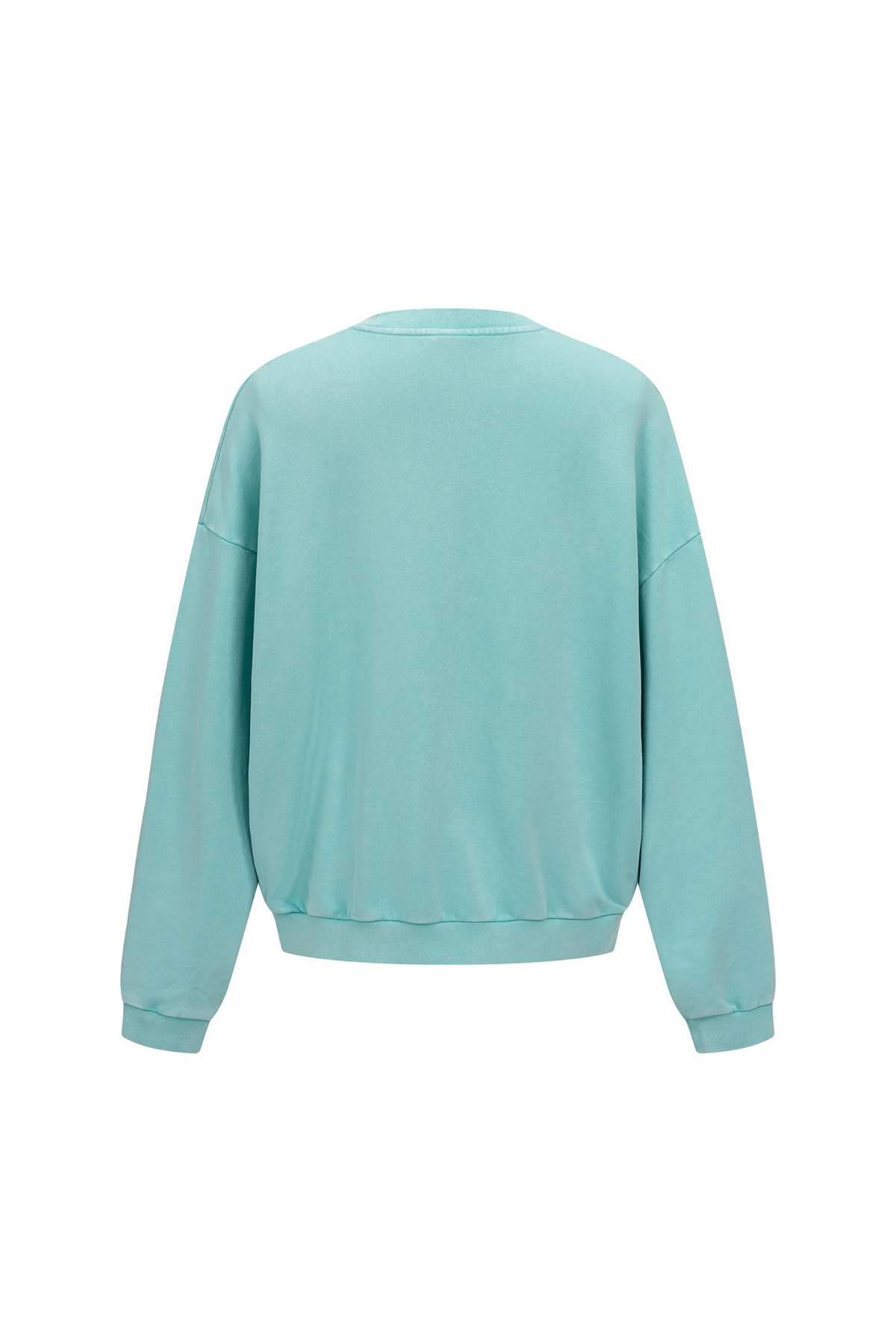 Washed Mock-Neck Sweatshirt in Mint Green – close-up detail