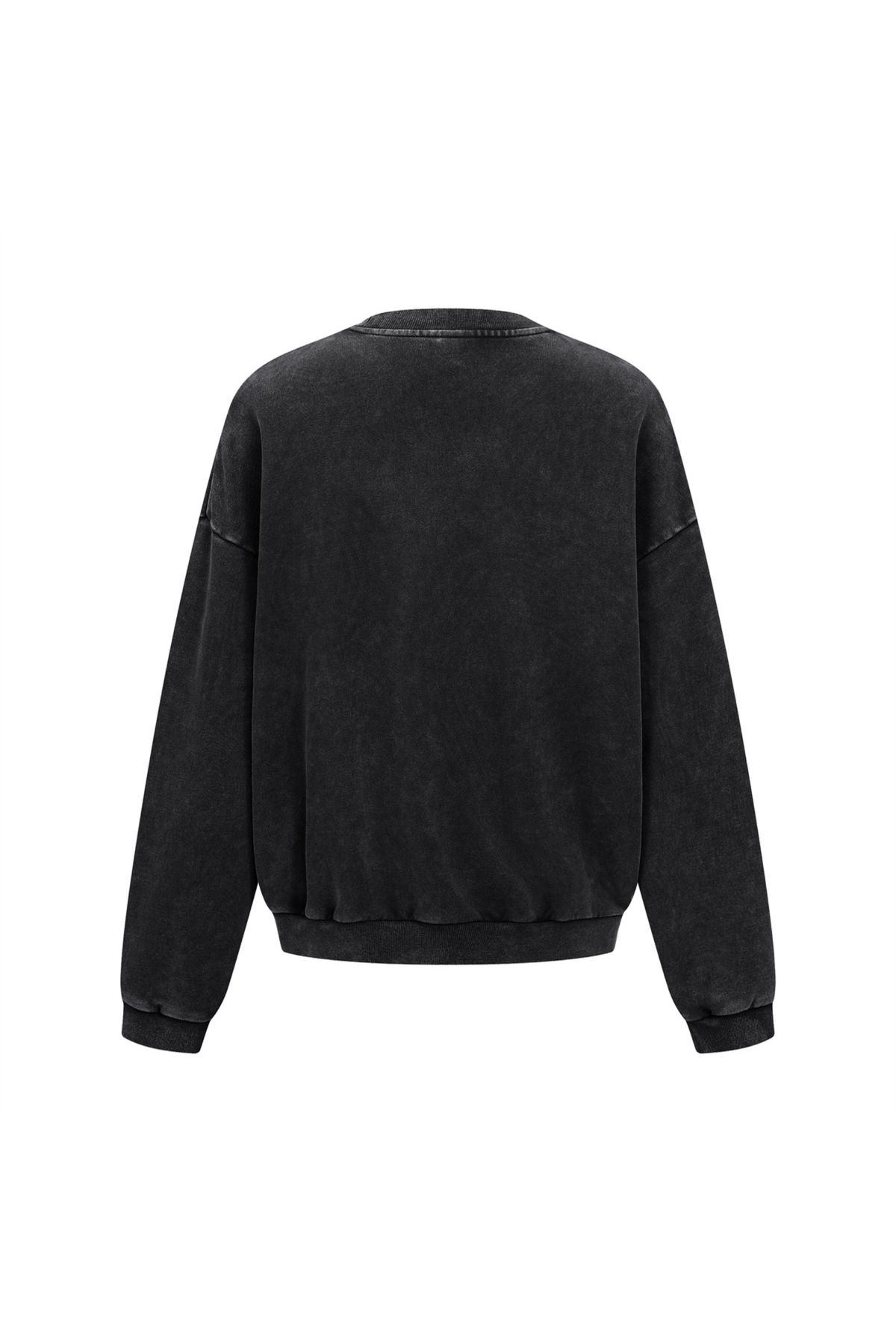 Washed Mock-Neck Sweatshirt in Black – close-up detail