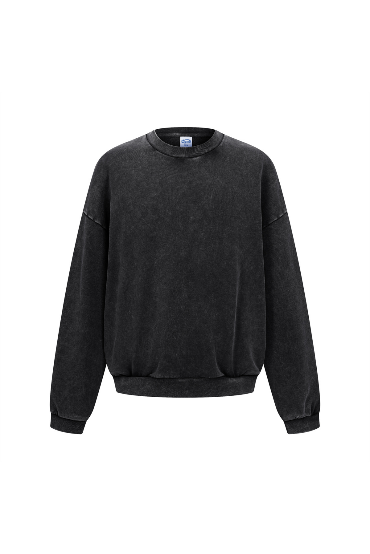 Washed Mock-Neck Sweatshirt in Black – front view
