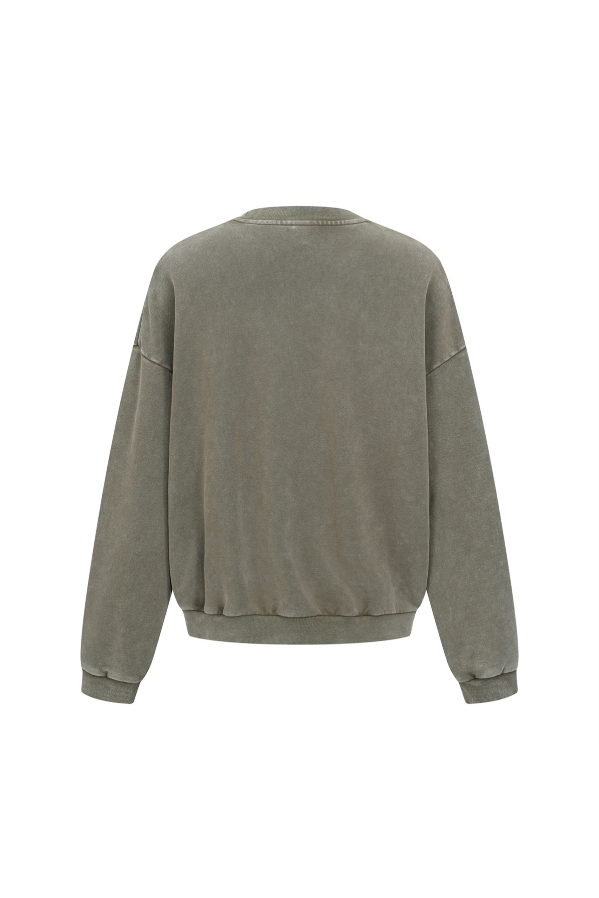 Washed Mock-Neck Sweatshirt in Olive – close-up detail
