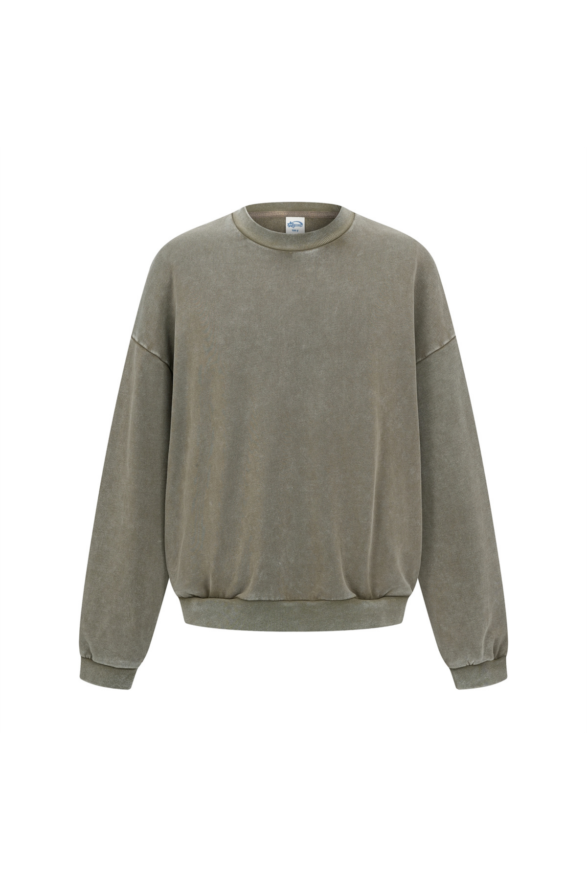 Washed Mock-Neck Sweatshirt in Olive – front view