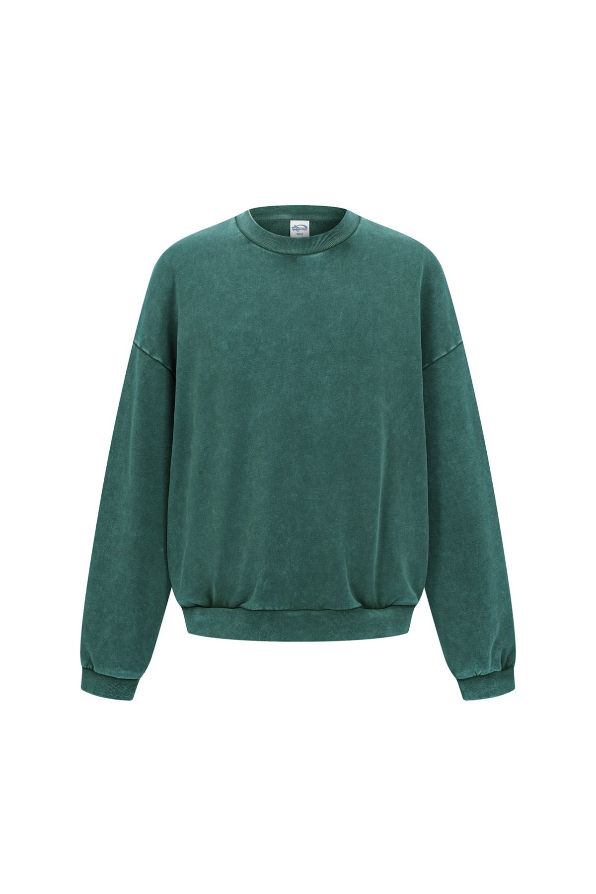 Washed Mock-Neck Sweatshirt in Forest Green – front view