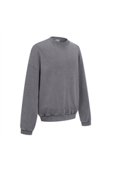 Washed Mock-Neck Sweatshirt in Charcoal – back view