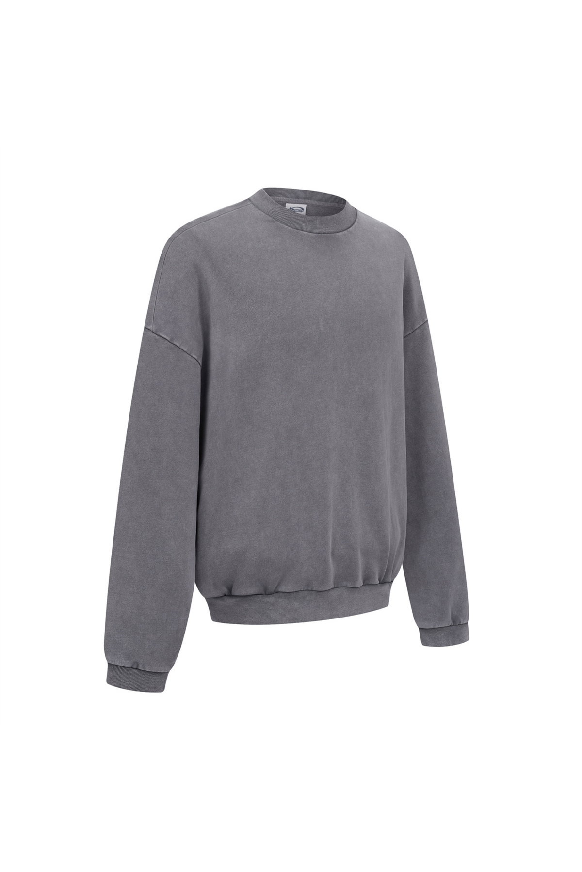 Washed Mock-Neck Sweatshirt in Charcoal – back view