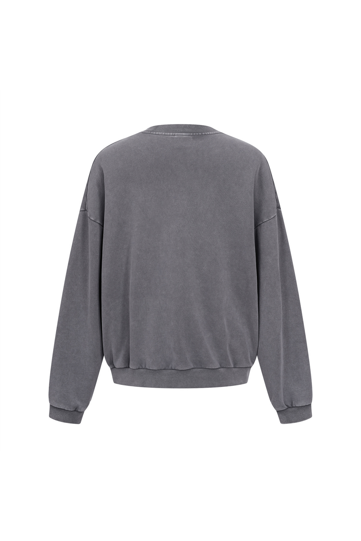 Washed Mock-Neck Sweatshirt in Charcoal – close-up detail